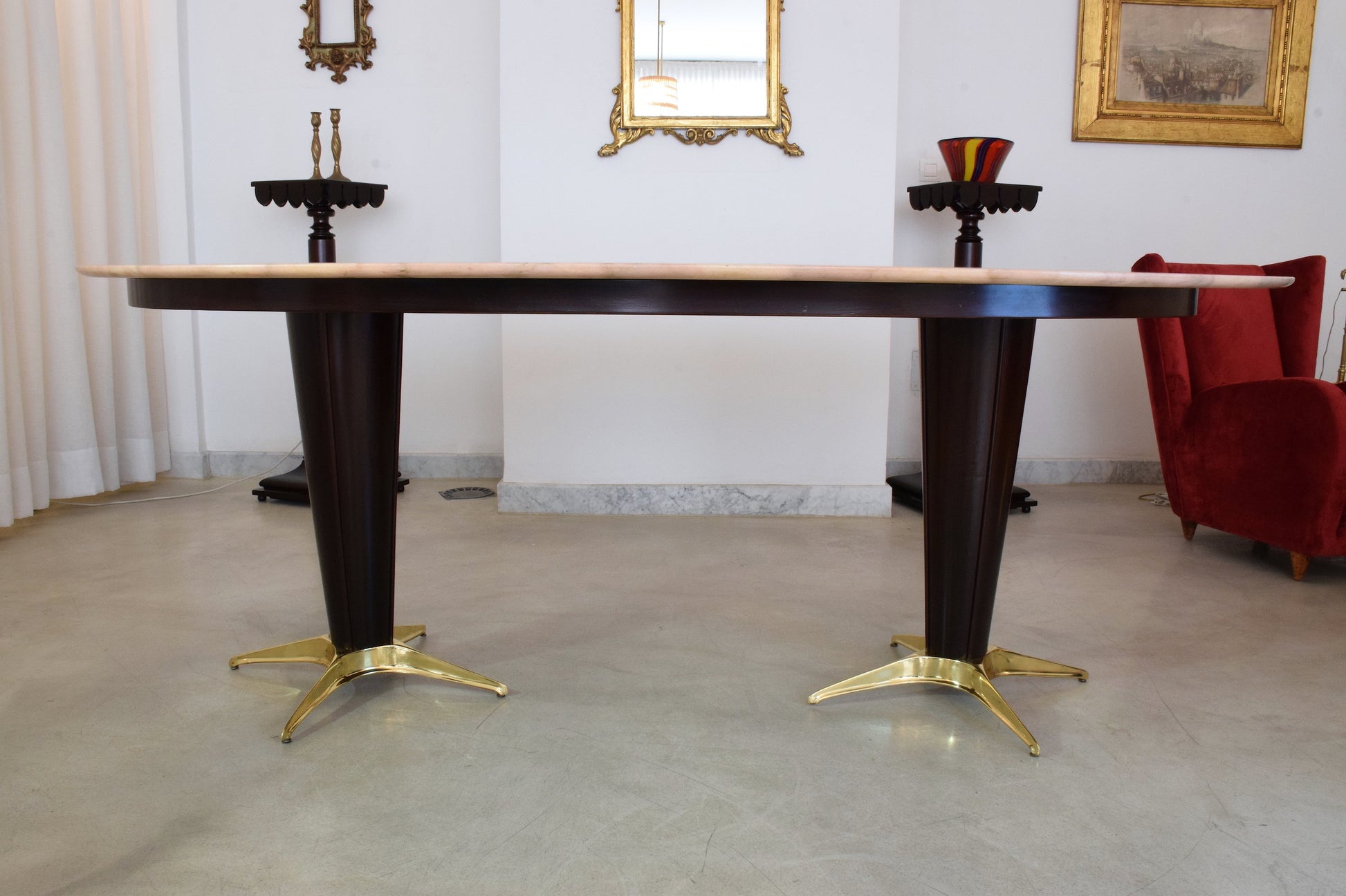 Italian Mid-Century Oval Marble Dining Table, 1950's - Spirit Gallery 